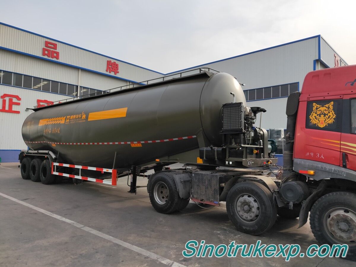 3 Axles Bulk Cement Tank Semi Trailer 69m³ W Type（Carbon Steel Tank)