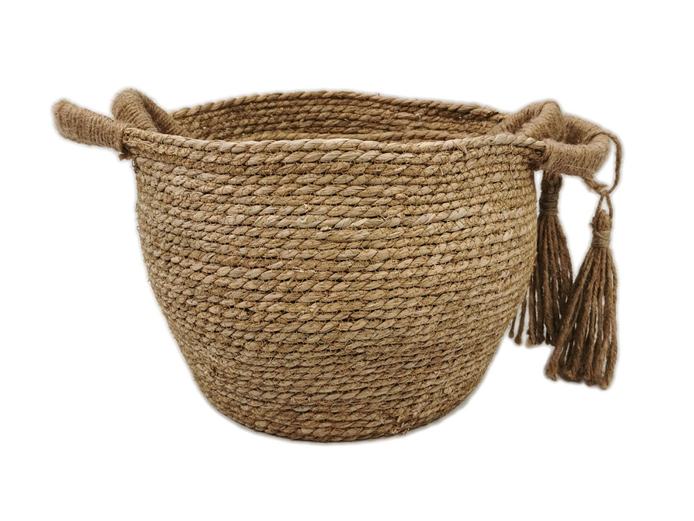 Handmade Natural Woven Grass Basket Home Styles For Storage Washing Clothes Grass Laundry Basket