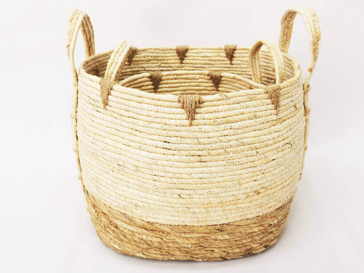 Handmade Natural Woven Grass Basket Home Styles For Storage Washing Clothes Laundry maize Basket