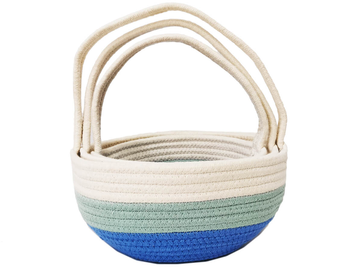 Home Decor Fashion Amazon Hot Sale Customize Wholesale Easy Carry Cotton custom made woven baskets