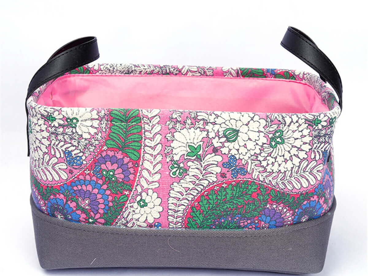 Amazon Hot Sale Customize Wholesale Home Decor Fashion Foldable Easy Carry Canvas Storage Basket