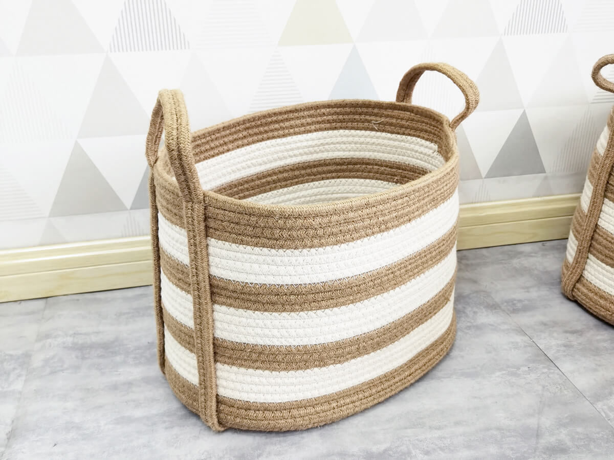 New Style Collapsible Large Size Cotton Rope Woven Laundry Storage Basket Organizer New Style Collapsible Large Size Cotton Rope Woven Laundry Storage Basket Organizer