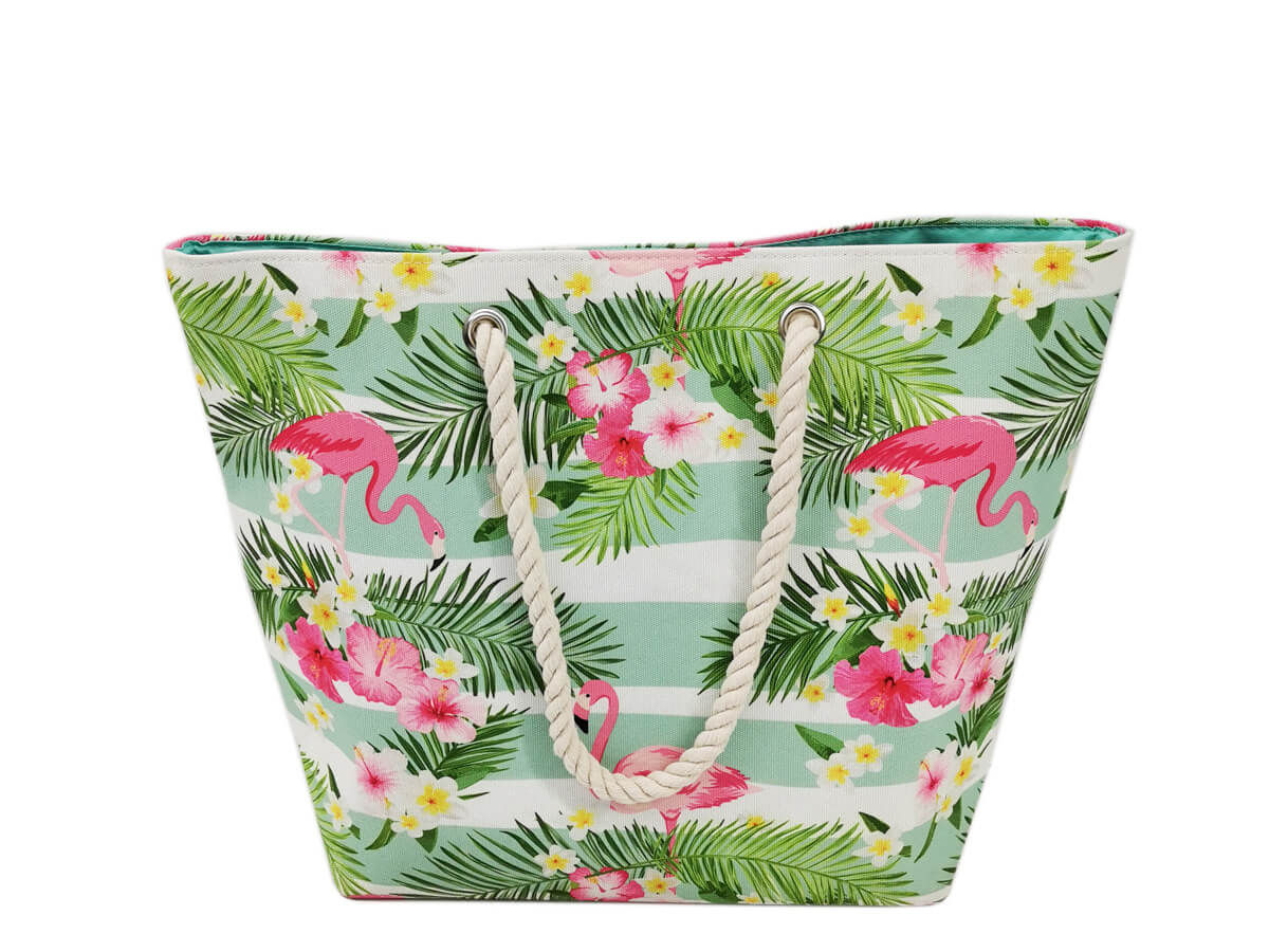 custom beach tote Large with cotton rope handle wholesale polyester inner bag tote shopping bag