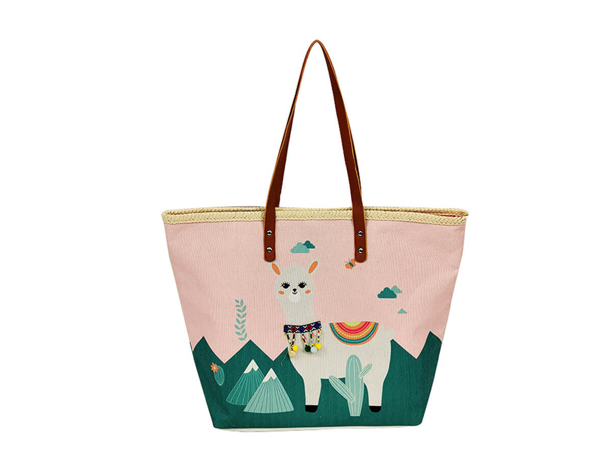 personalized beach bag Large with cotton rope handle wholesale polyester inner bag tote shopping bag