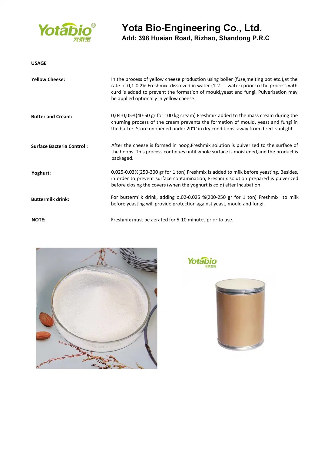 Freshmix Af Natural Preservative Antifungi Mold Inhibitor to Extend Cheese Shelf Life