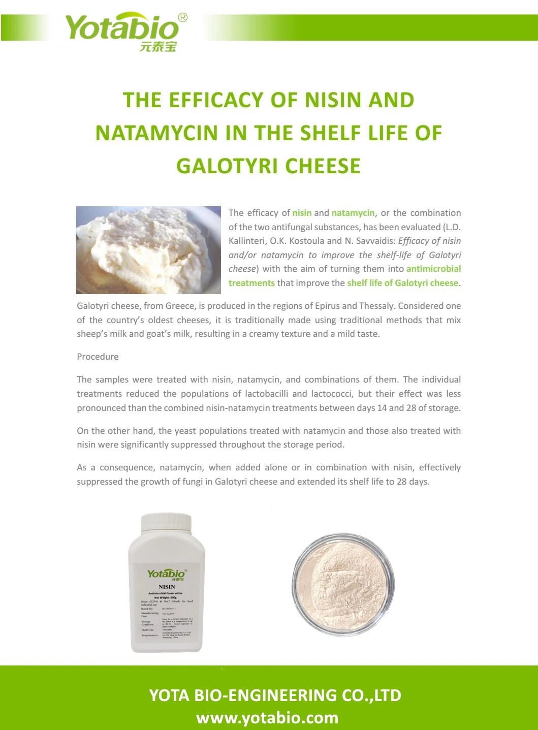 Natural Preservatives Cheese Antimicrobial E234 1000IU/mg Nisin