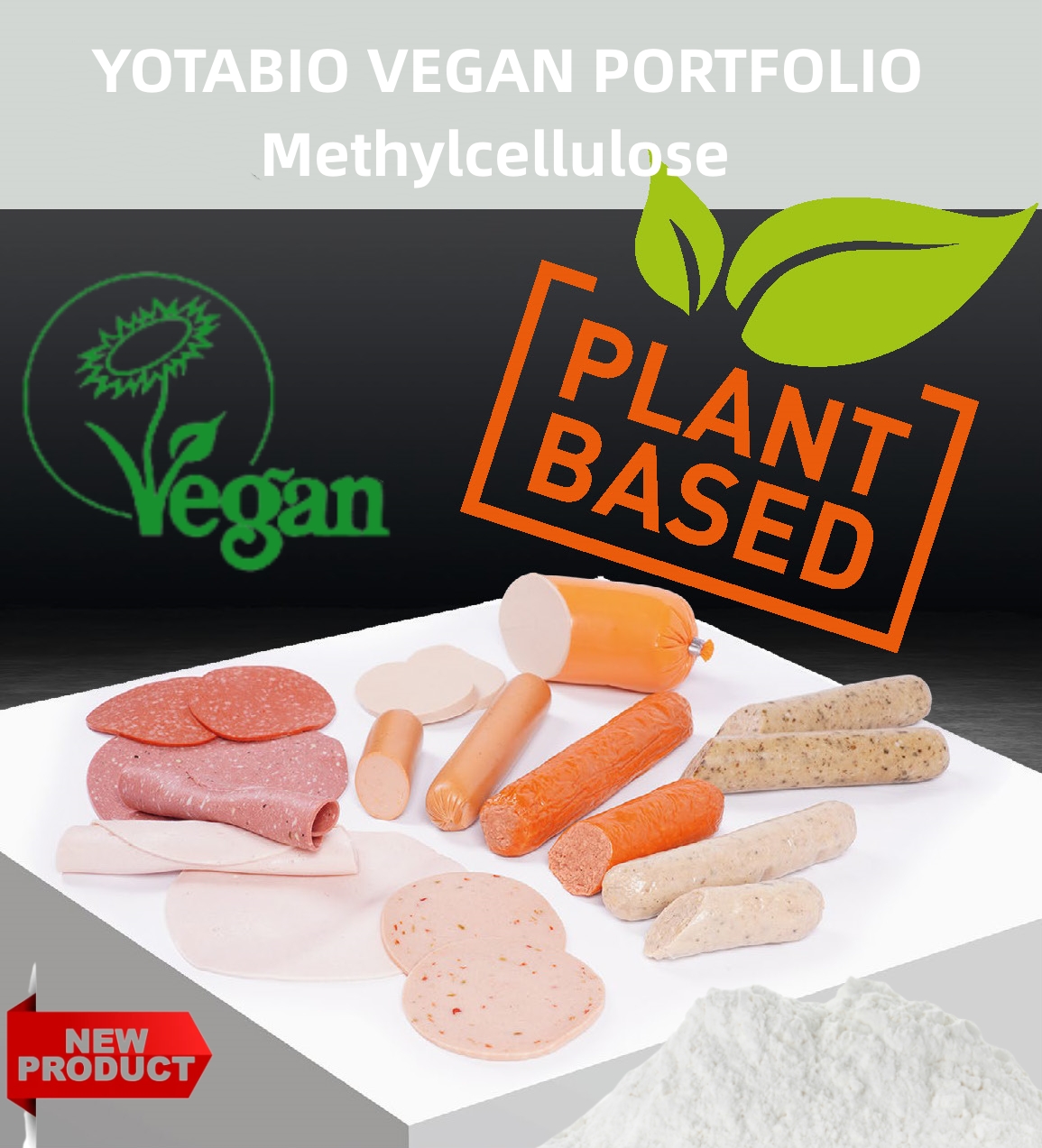 Enzima de reticulación de proteínas transglutaminasa y metilcelulosa para carne de origen vegetal