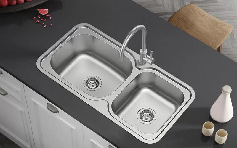 two bowl kitchen sinks