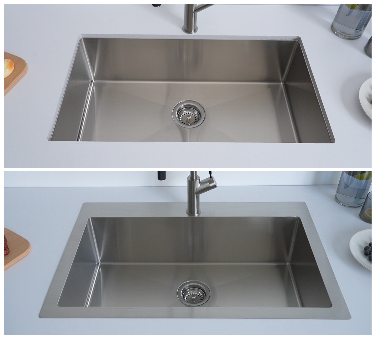 台上台下安装效果.jpg Topmount Sink Installation Vs Undermount Sink Installation