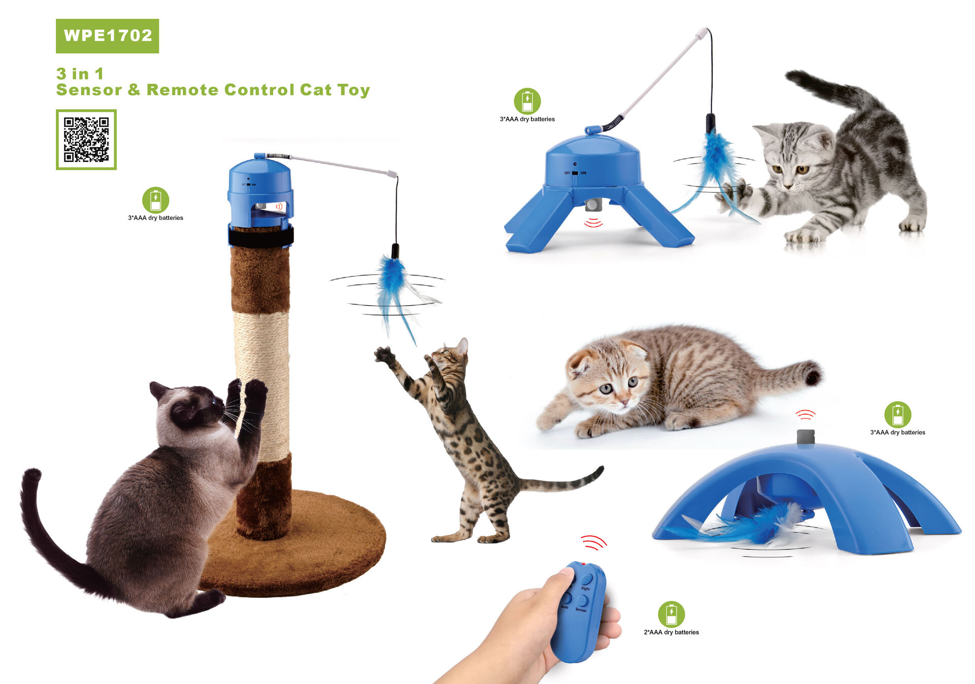 3 in 1 Sensor & Remote Control Cat Toy WPE 1702