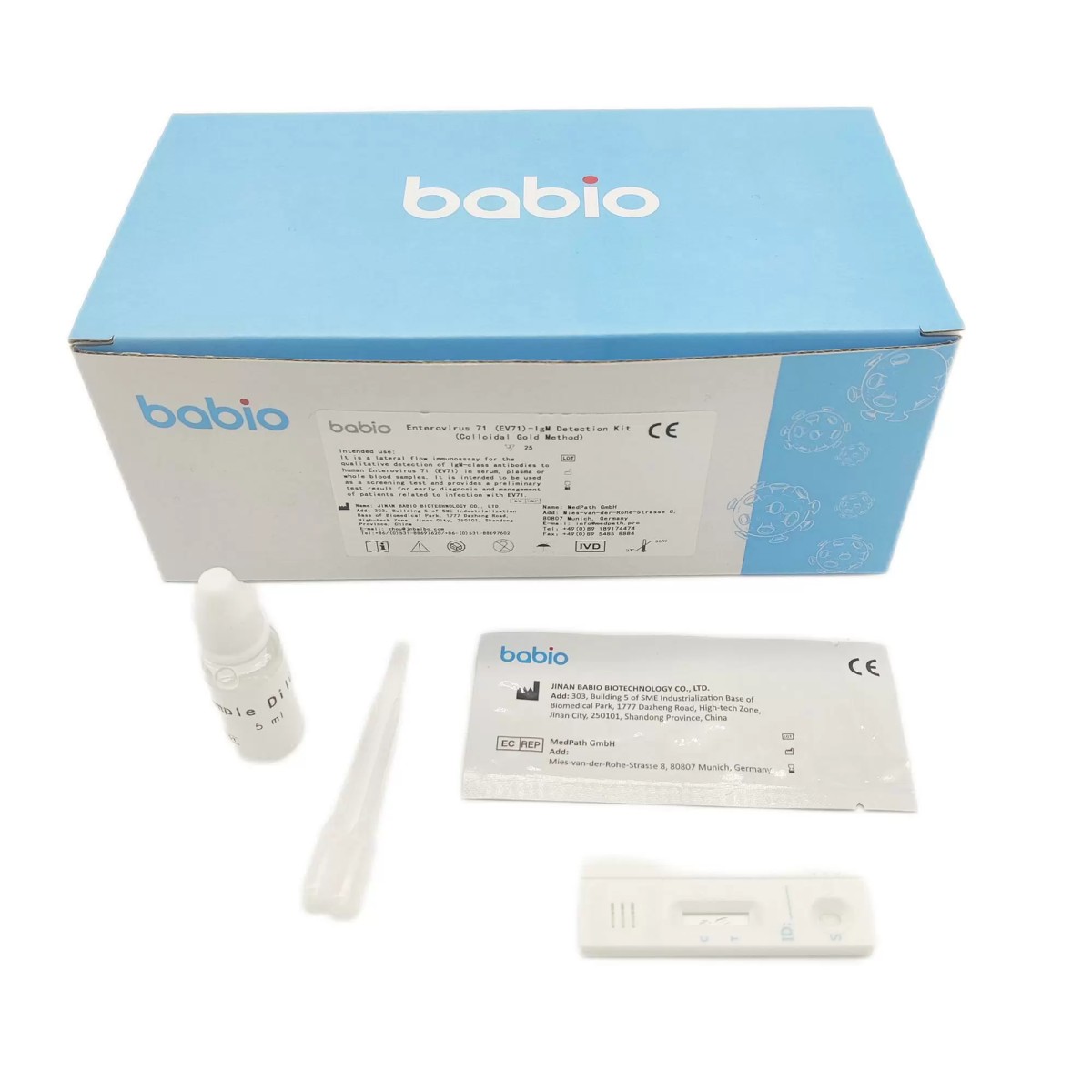 ev71 Kit de prueba rápida BABIO EV71 IgM para la detección de anticuerpos contra el enterovirus 71