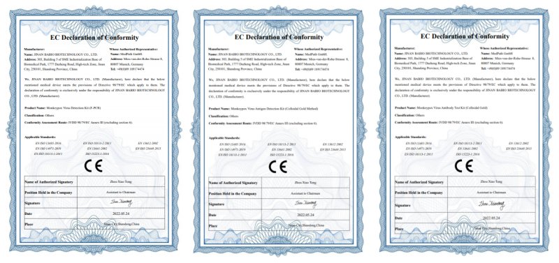 Babio's monkeypox virus detection products have won the CE certification of the European Union