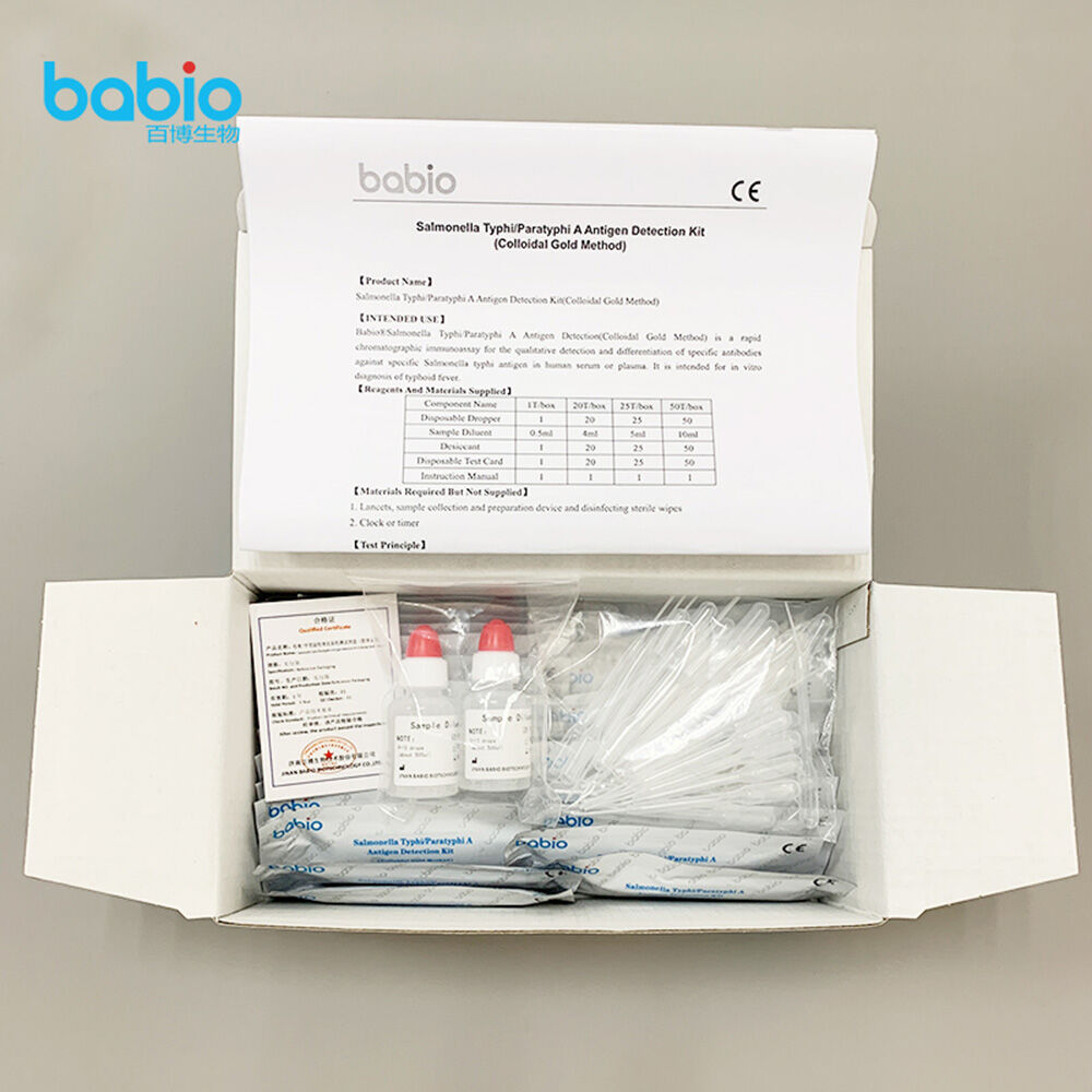 Kit de detección de antígenos de Salmonella Typhi/Paratyphi A (método de oro coloidal)
