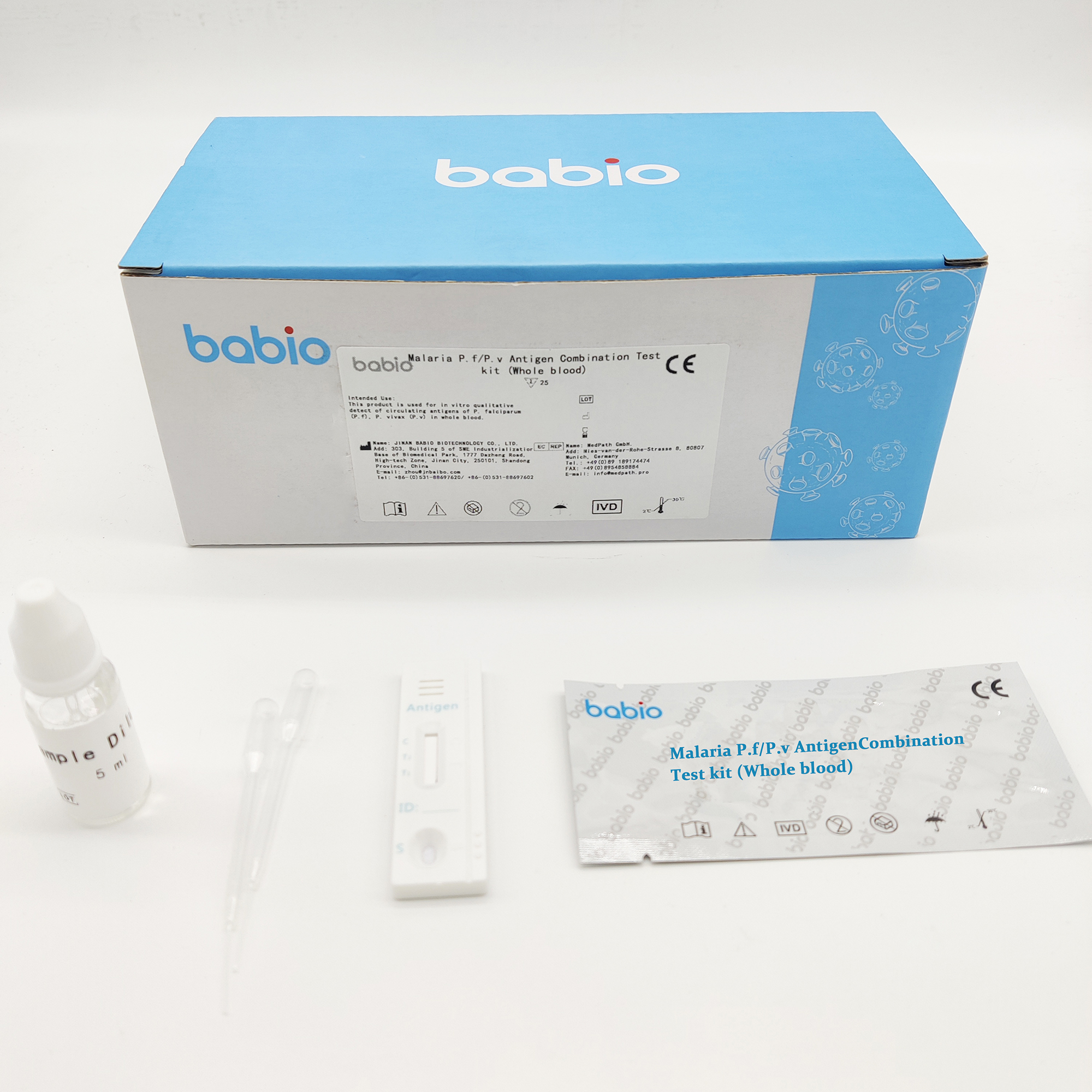 Kit de prueba de combinación de antígenos Pf/Pv de malaria (sangre completa)