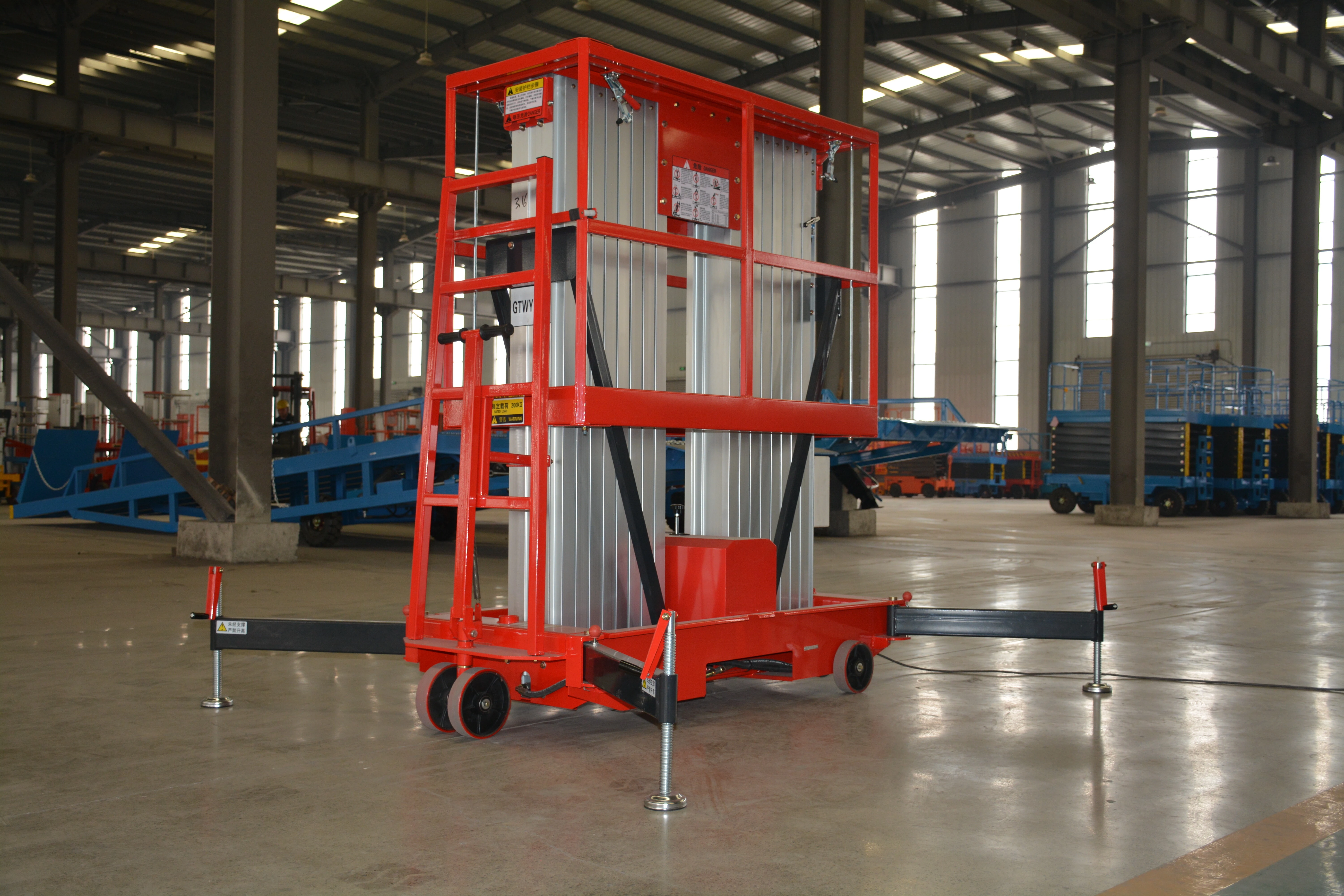 14M Work Double/Triple Mast Aluminum Alloy Lift , QYLH12-200-2