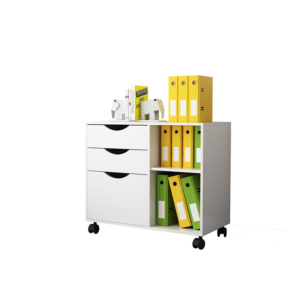 Mobile storage cube with 3 drawer and shelf