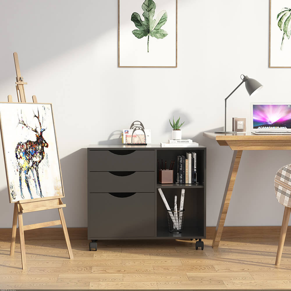 Mobile storage cube with 3 drawer and shelf