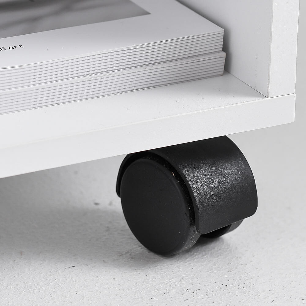 Mobile storage cube with door and shelf