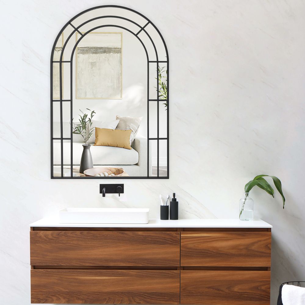 Metal 3L-Arched Window Mirror