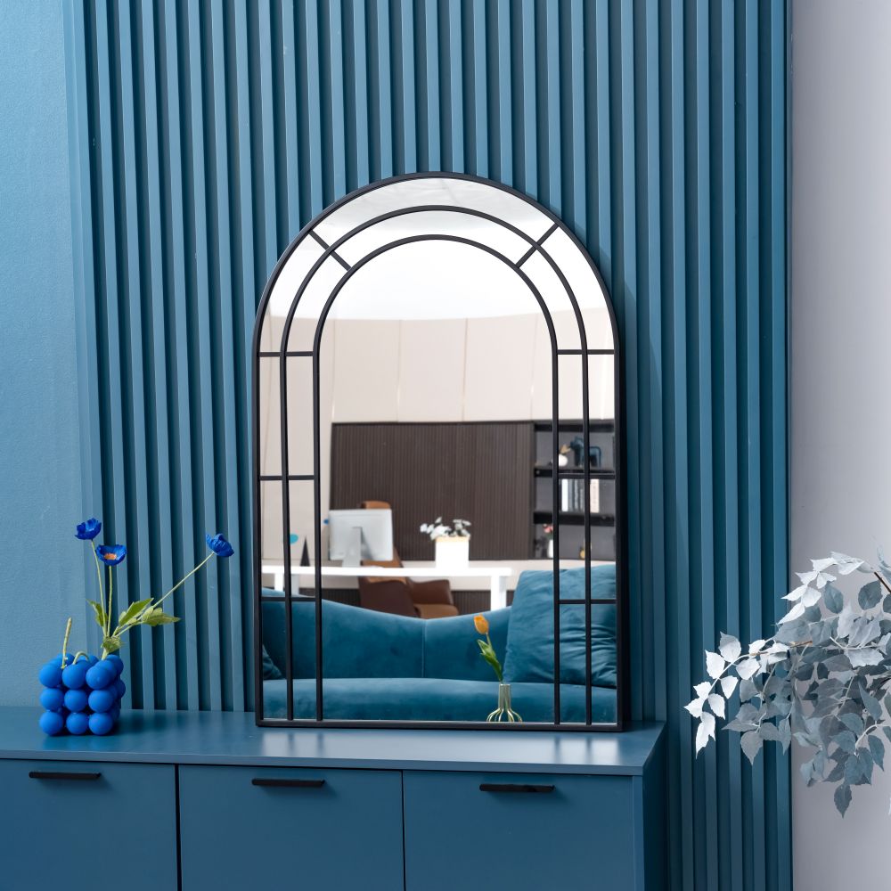 Metal 3L-Arched Window Mirror