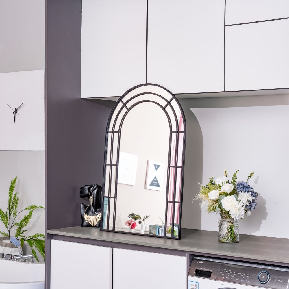 Metal 3L-Arched Window Mirror