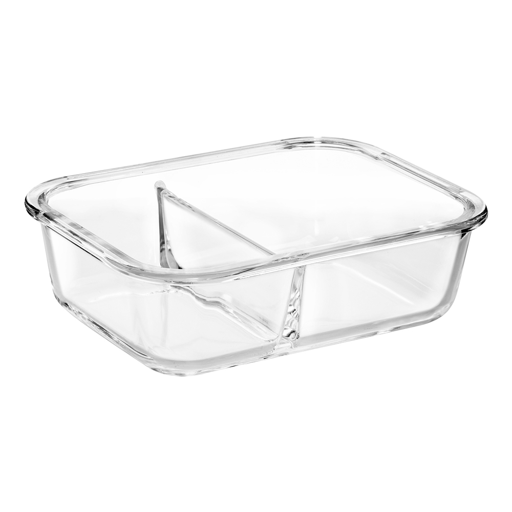 Rectangle temperred glass food container with divider(22oz 30oz 35oz 51oz)