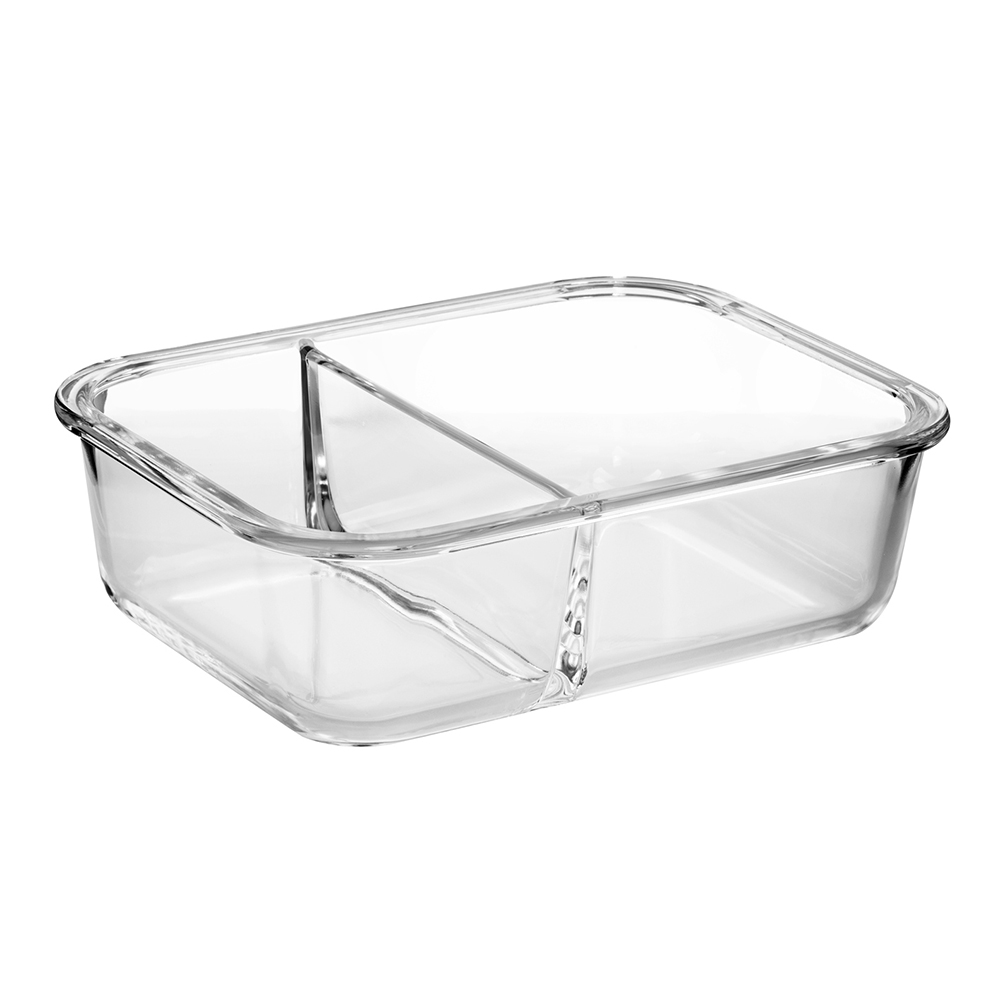 Rectangle temperred glass food container with divider(22oz 30oz 35oz 51oz)