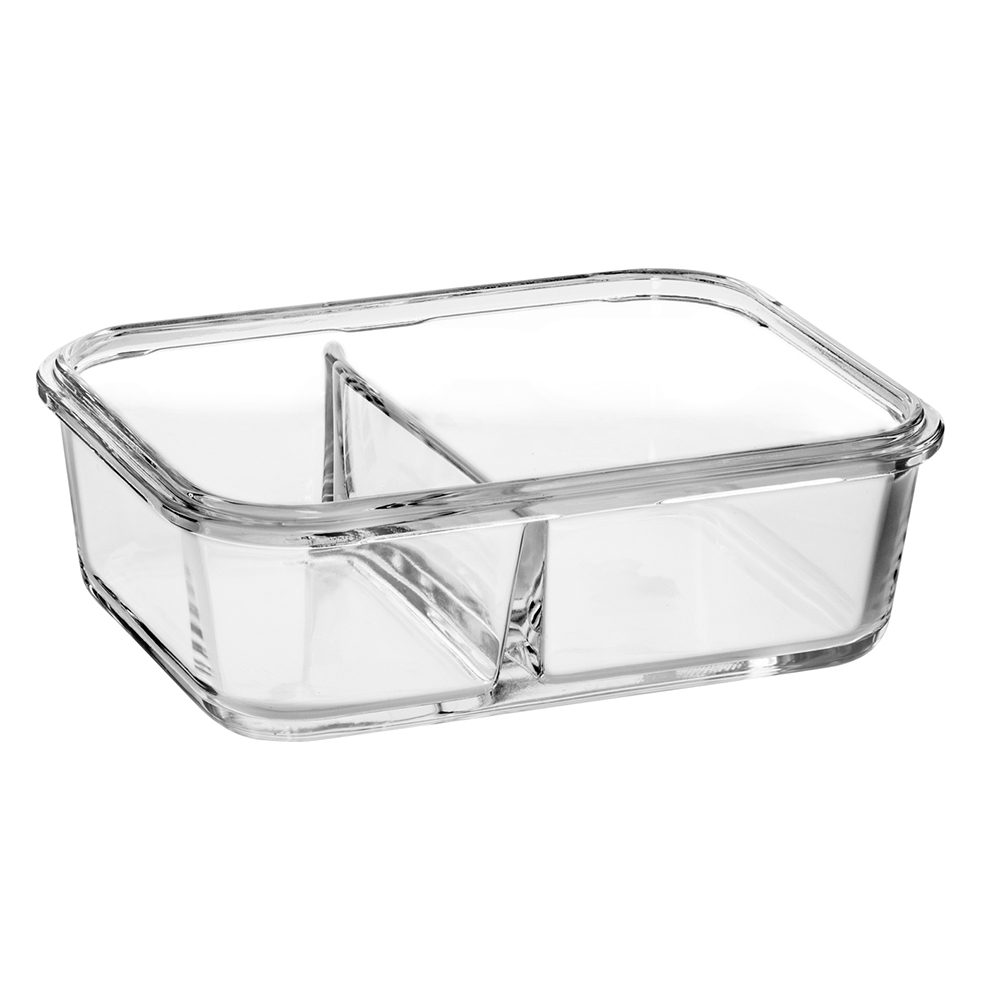 Rectangle temperred glass food container with divider(22oz 30oz 35oz 51oz)