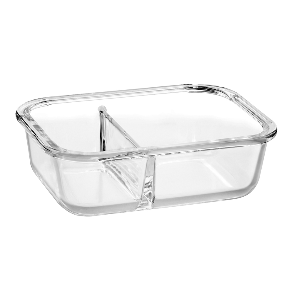 Rectangle temperred glass food container with divider(22oz 30oz 35oz 51oz)