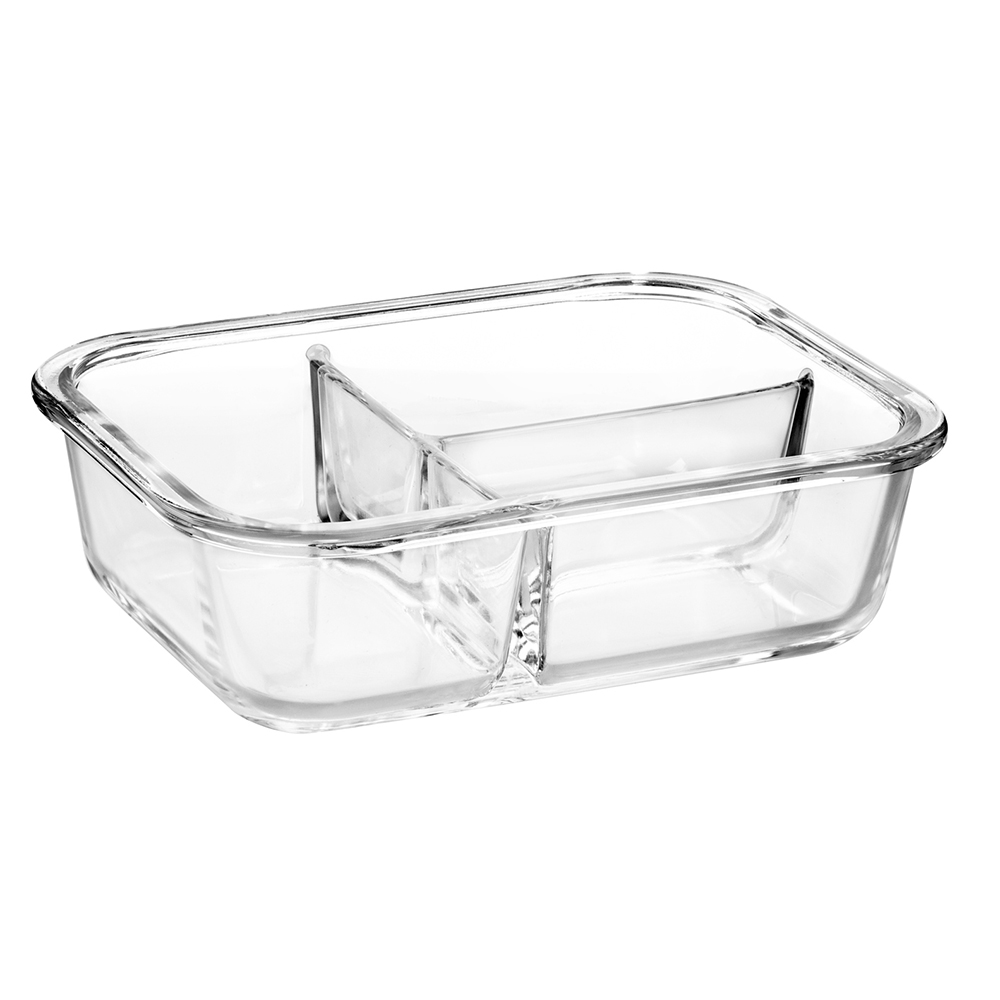 Rectangle temperred glass food container with divider(22oz 30oz 35oz 51oz)