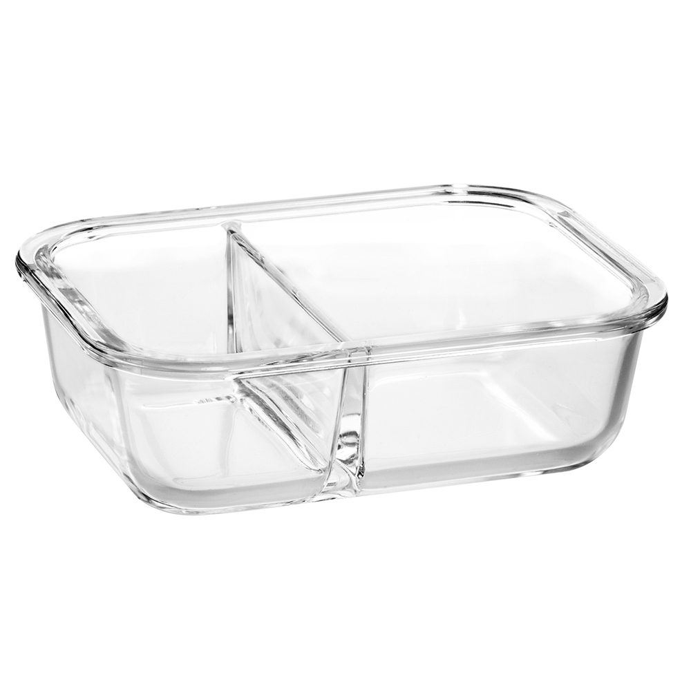 Rectangle temperred glass food container with divider(22oz 30oz 35oz 51oz)