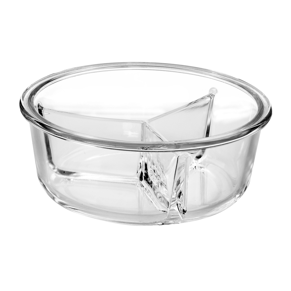 Round temperred glass food container with divider(11oz 17oz 27oz)