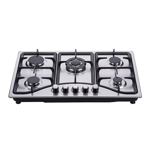 SS57605 S/S five burner 76cm build in gas hob