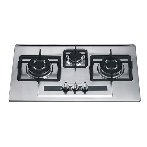 SS37405 S/S three burner 74cm build in gas hob