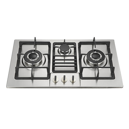 SS37801 S/S three burner 78cm build in gas hob