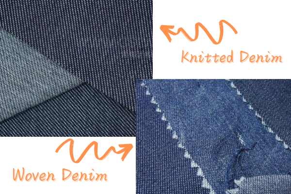 knitted denim and woven denim
