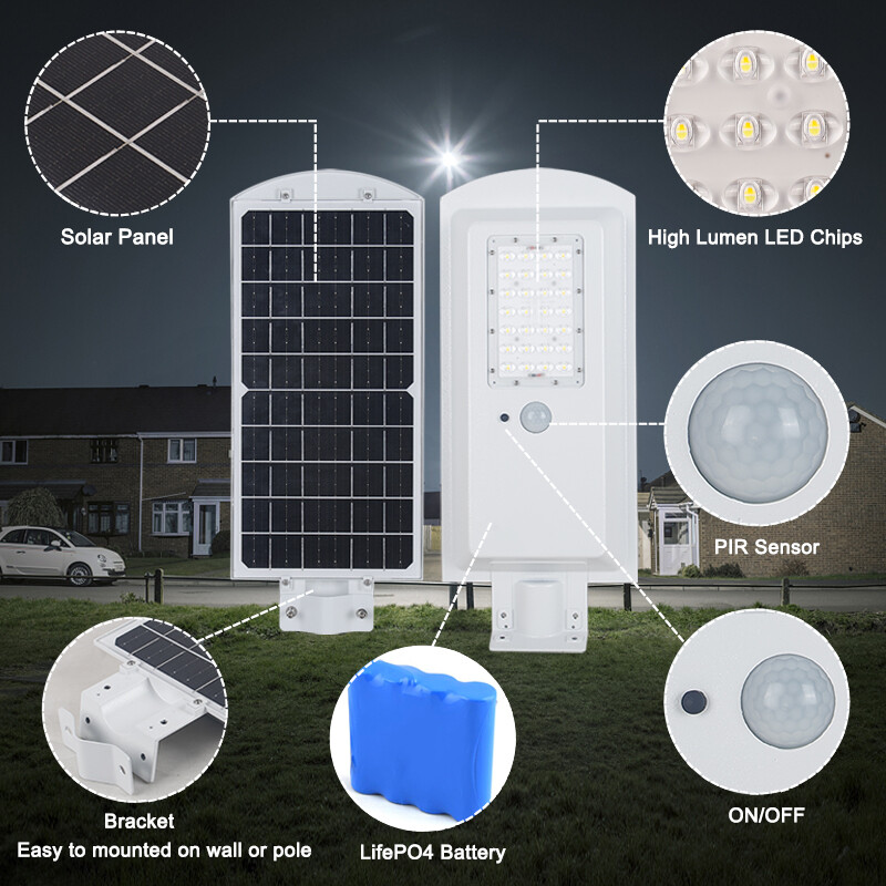 High quality all in one solar street lights outdoor waterproof dusk to dawn