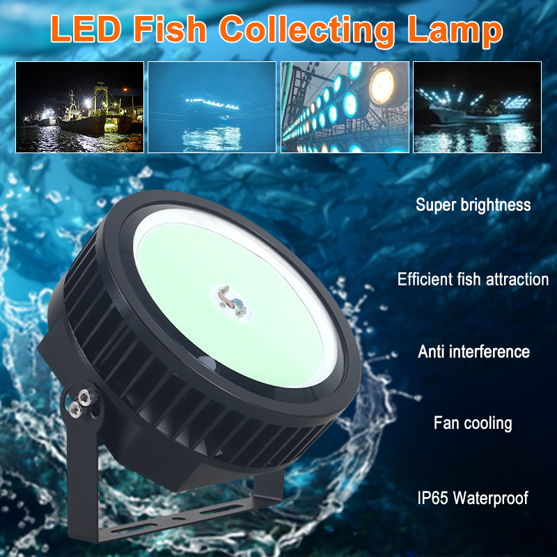 800W 1000W 1200W Fishing Boat Overwater Luring LED Fishing Light Green Cyan Yellow White Squid Tuna Attraction Fish Lamp