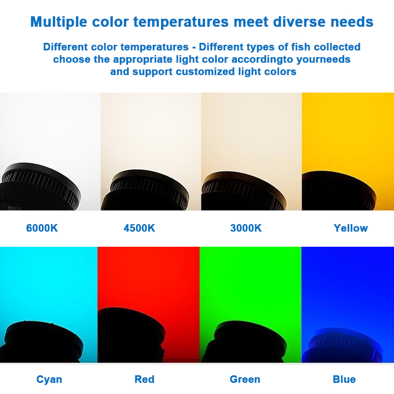 800W 1000W 1200W Fishing Boat Overwater Luring LED Fishing Light Green Cyan Yellow White Squid Tuna Attraction Fish Lamp