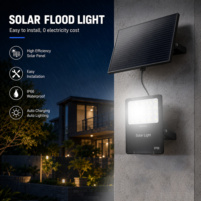 Xiuben Lighting BW-A Solar LED Flood Light | High Lumen Outdoor Waterproof Security Lighting