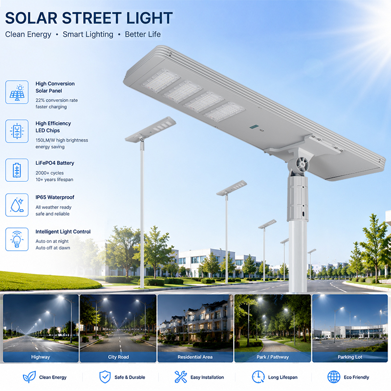 Commercial All in One Solar LED Street Light IP65 Waterproof High Lumen Outdoor Road Parking Lot Lighting TR408