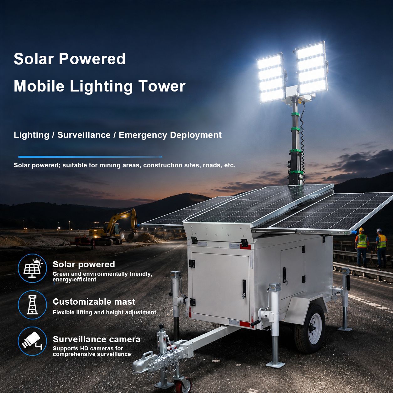 Xiuben Lighting solar powered mobile light tower