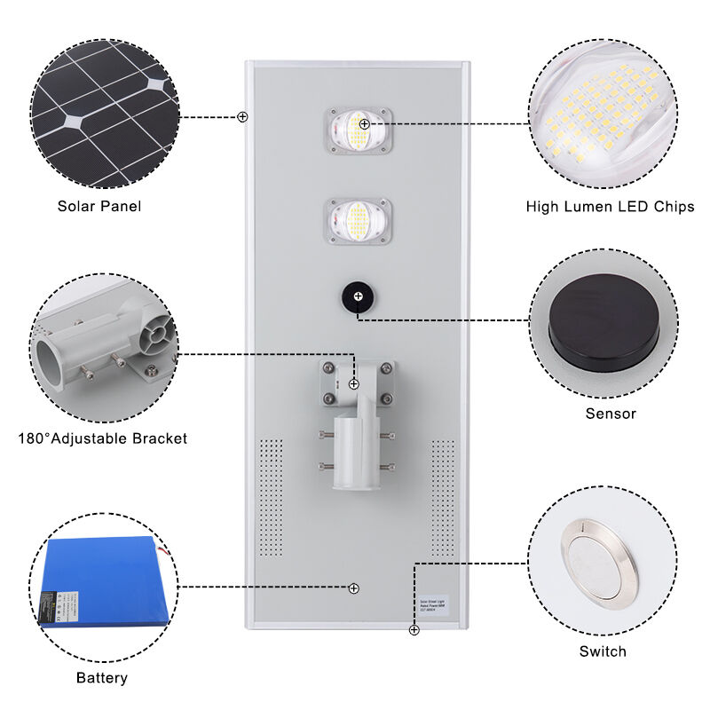 60W integrated solar power led street lamp outdoor