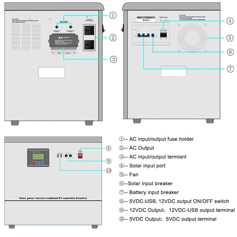 Hybrid MPPT inverter solar power system 5000W
