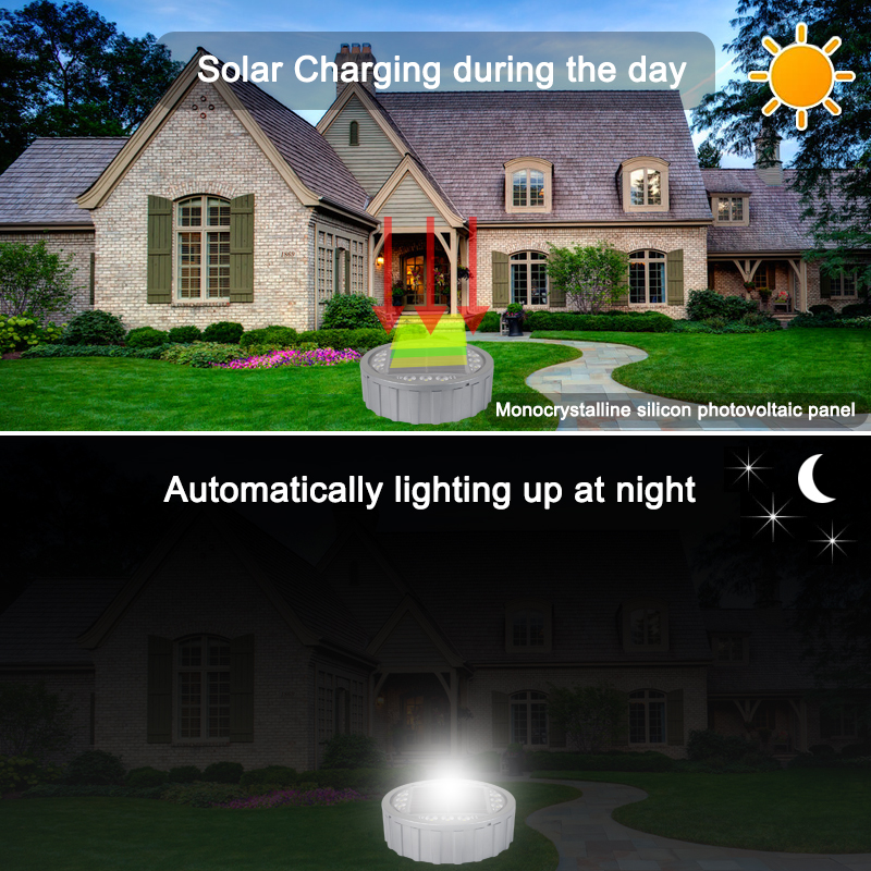 Xiuben Lighting Auto ON/Off blue and white light led solar underground deck light IP68 outdoor waterproof