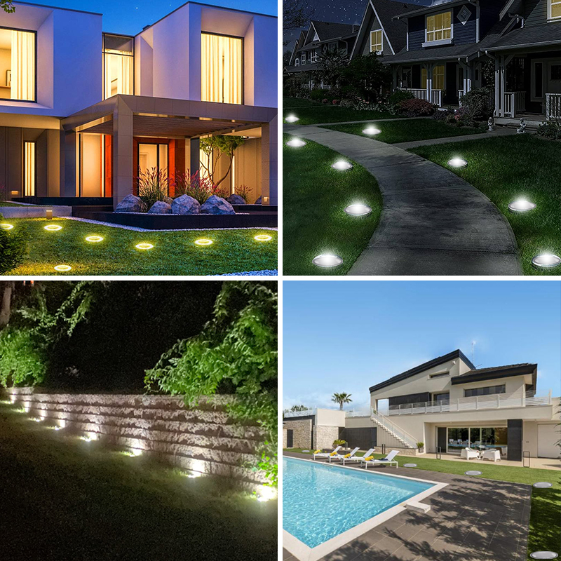 Xiuben Lighting IP68 Outdoor Waterproof Solar Powered LED Buried Inground Recessed Light for Square Park Garden Patio Yard Pathway Driveway
