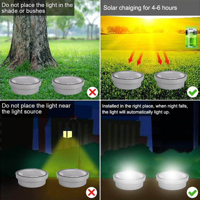 Xiuben Lighting IP68 Outdoor Waterproof Solar Powered LED Buried Inground Recessed Light for Square Park Garden Patio Yard Pathway Driveway