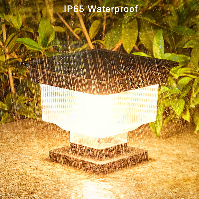 hot selling high lumen Intelligent control solar gate pillar light outdoor garden wall square post main gate fence lamp