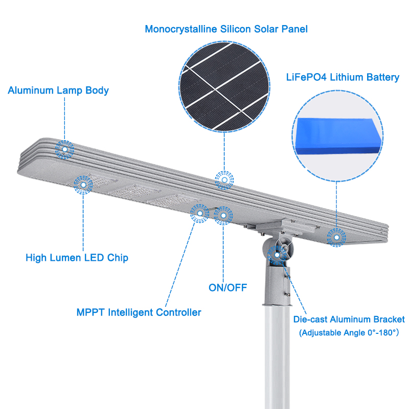 high quality endurance automatic integrated solar powered led street light 100w all in one outdoor road