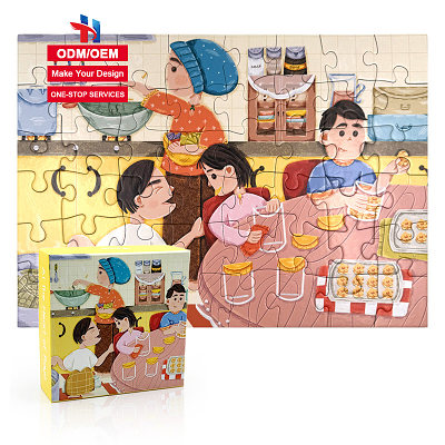 Custom Eco-Friendly Educational Diy Toy With Logo Kids Children Cartoon Paper 49 Pieces Jigsaw Puzzles Manufacturers